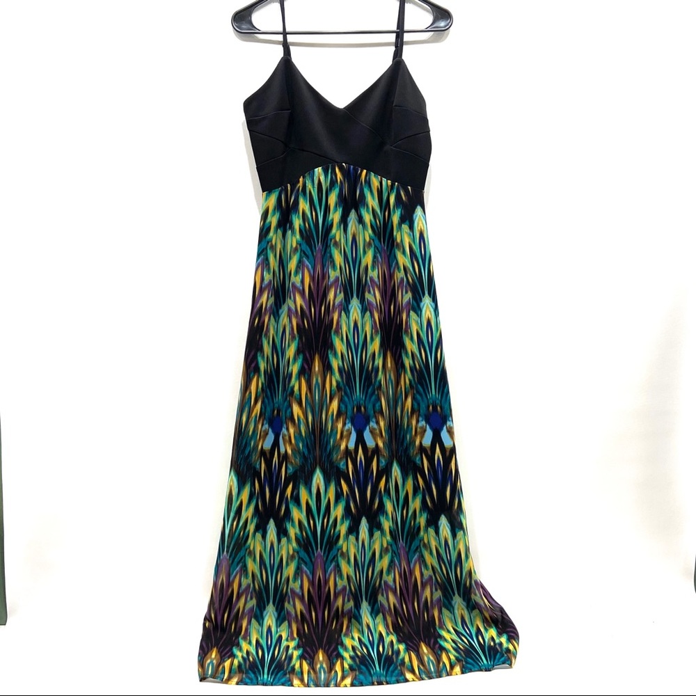 Nicole Miller Maxi Dress Black Multi Size 4